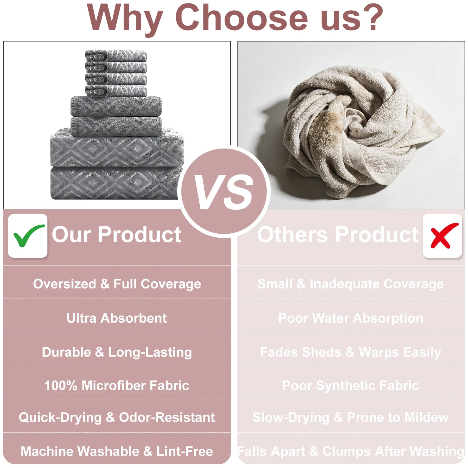 Bath Towels Belista 8-Piece Oversized Spa — 2 Sheets + 2 Hand + 4 Washcloths for Gym, Spa, Home — view 4 of bath & towels