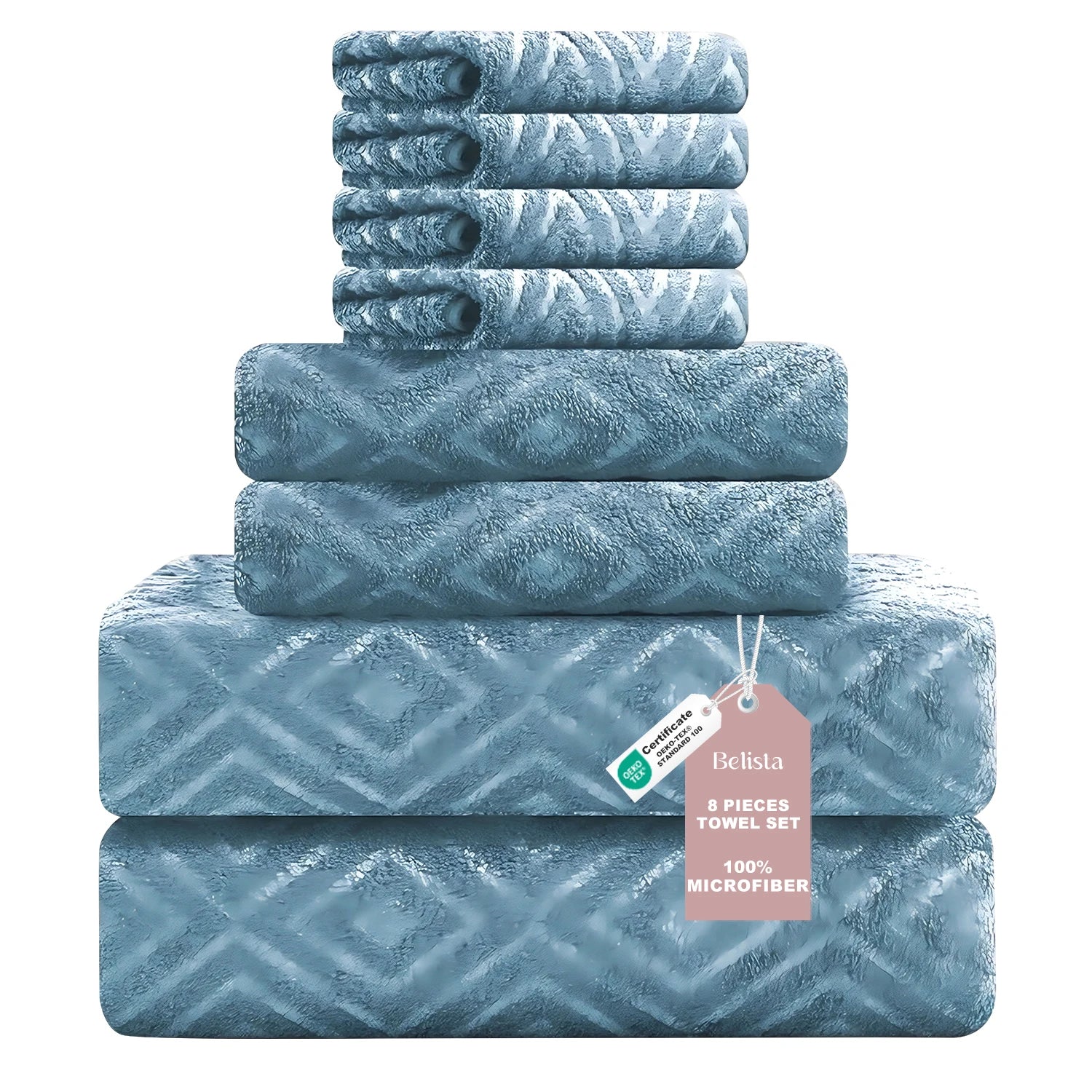 Bath Towels Belista 8-Piece Oversized Spa — 2 Sheets + 2 Hand + 4 Washcloths for Gym, Spa, Home — view 7 of bath & towels