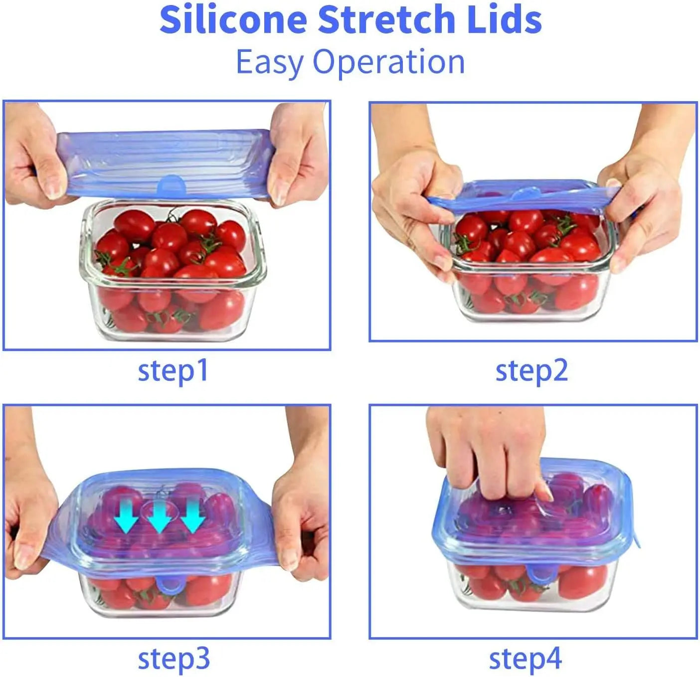 6PCS Reusable Silicone Food Seal Wraps – Leak-Free Covers, Fridge & Dishwasher Safe, Heat Resistant