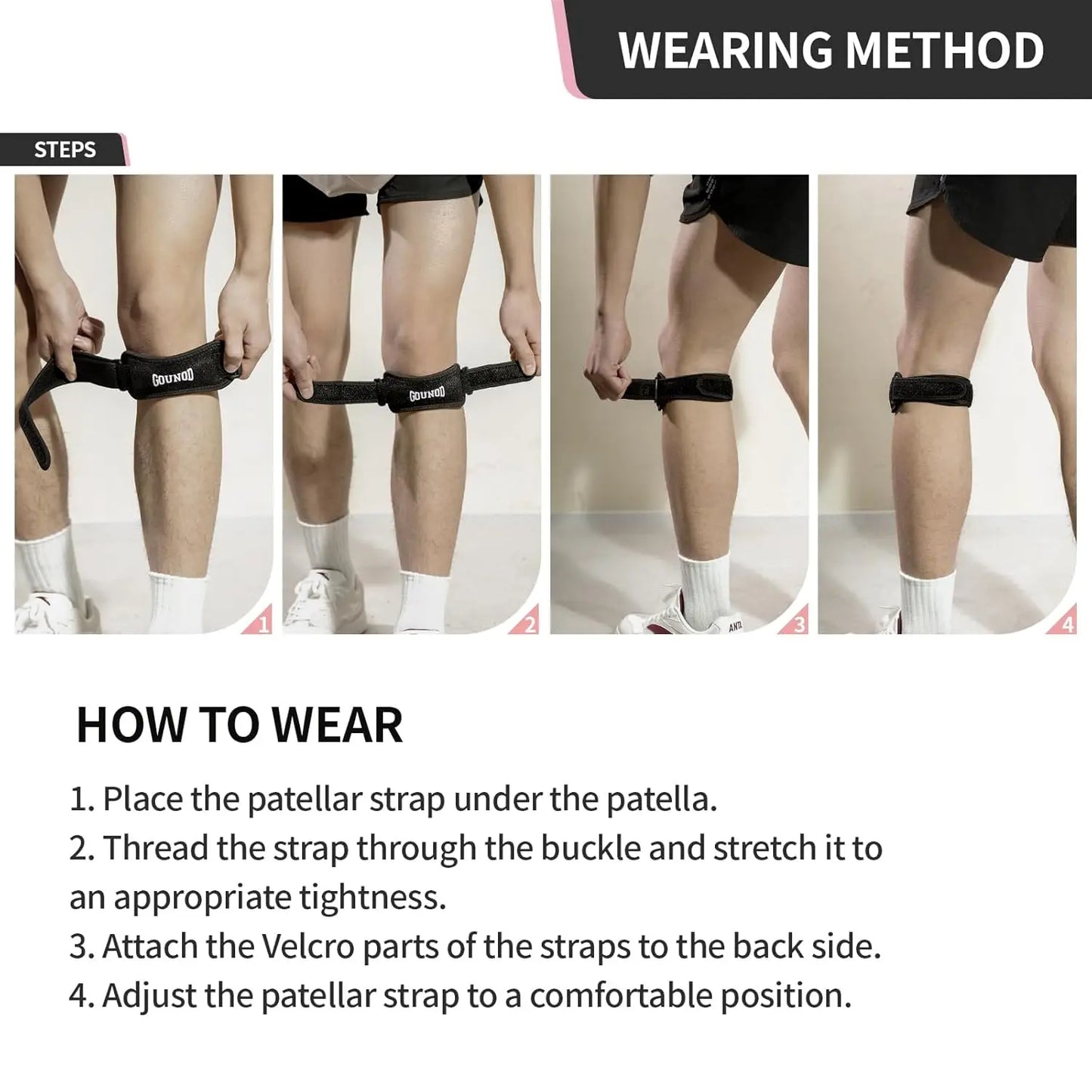 GOUNOD 2-Pack Patellar Tendon Knee Strap Set — Both Knees Covered — view 5 of braces & support