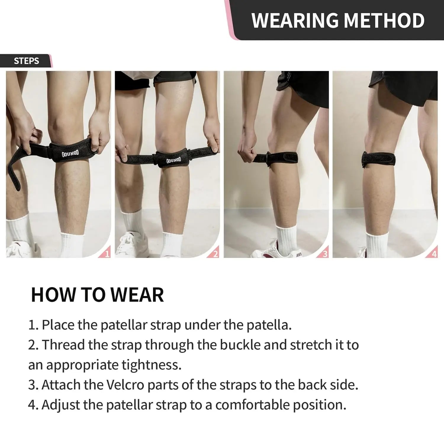 GOUNOD 2-Pack Patellar Tendon Knee Strap Set — Both Knees Covered — view 5 of braces & support