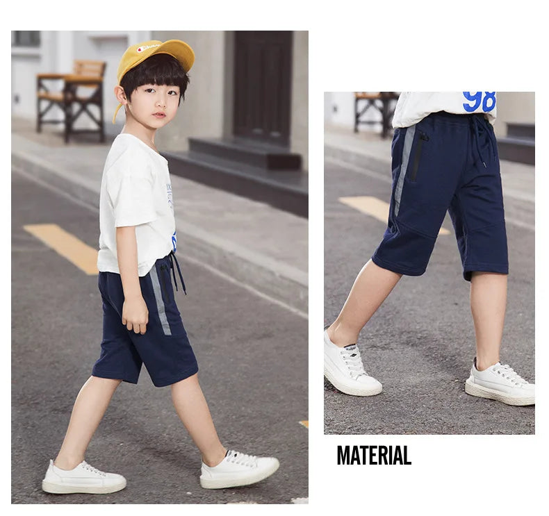 2025 Kids’ Knitted Summer Shorts – Zipper Pocket Casual Sports Shorts for Boys (Ages 3-14)