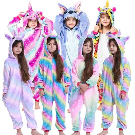 kids winter stich pajamas children panda dinosaur sleepwear