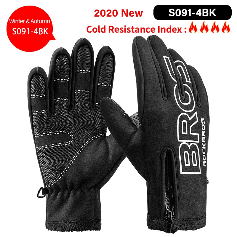ROCKBROS Cycling Gloves Thermal Winter Full-Finger — Windproof Touchscreen SBR Shockproof Bike Gloves — view 16 of gloves