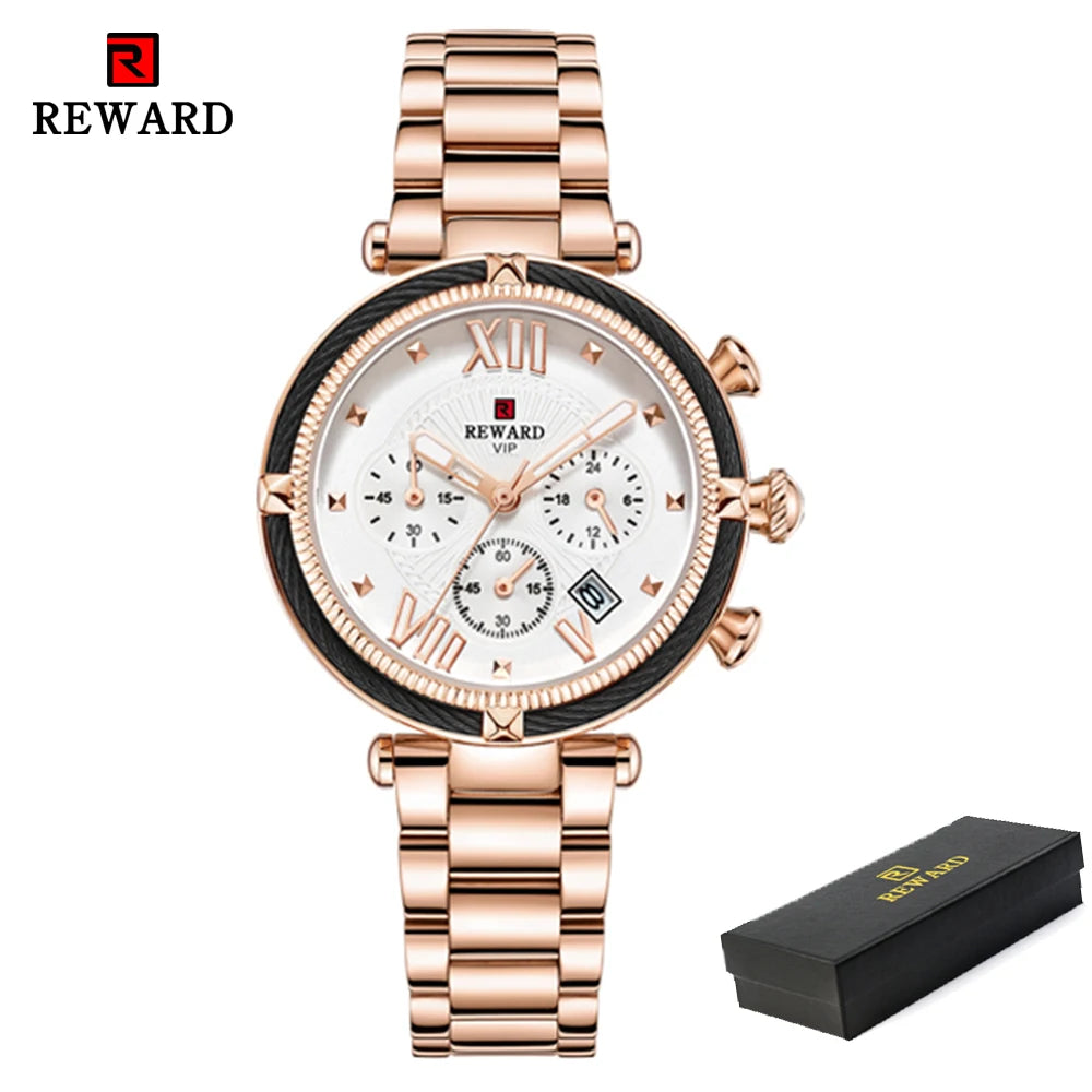 REWARD Women's Chronograph Watch — Luxury Fashion Stainless Steel Wristwatch — view 10 of watches