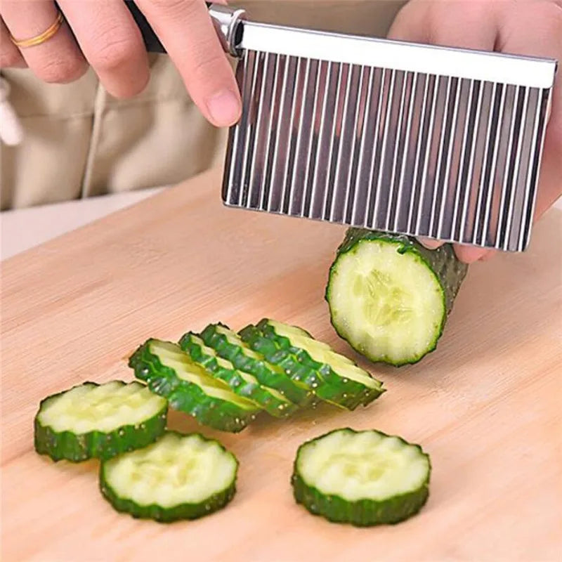 Potato Wavy-Edge Knife — Stainless Steel Crinkle Cutter for Vegetables & Fruit — view 3 of kitchen gadgets
