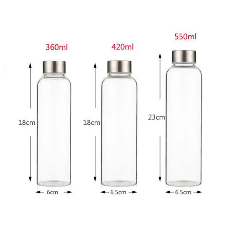 Glass Water Bottle with Stainless Steel Lid — Sport Bottle with Protective Sleeve — view 6 of drinkware