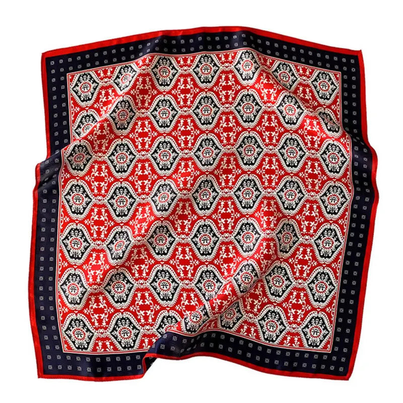 Silk Scarf Small Square 2026 Pashmina — 53×53cm Geometric Trending Palette Bandana Hair Scarf — view 2 of scarves & wraps