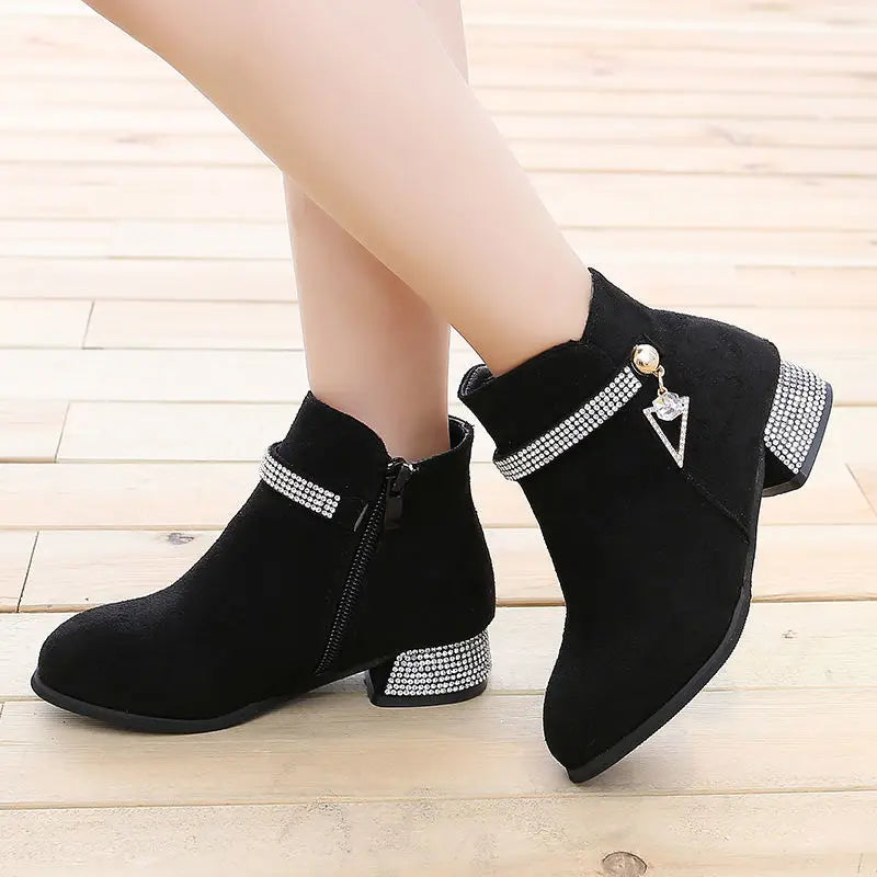 Autumn Winter Kids Boots Girls Shoes Children Fashion Boots For Wedding and Party Shoes Pink Red Black 4 5 6 7 8 9 10 11-14T