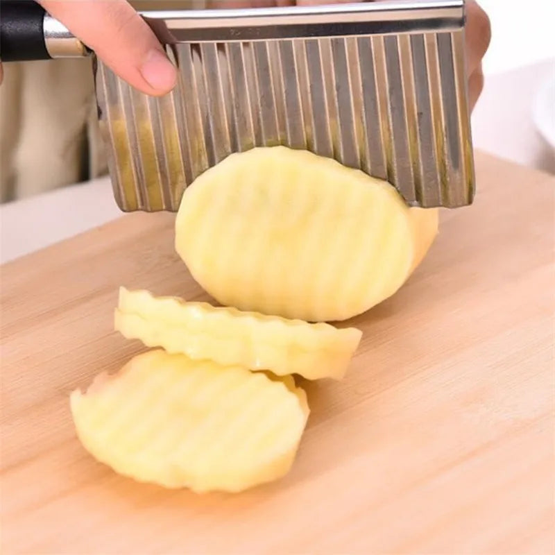 Potato Wavy-Edge Knife — Stainless Steel Crinkle Cutter for Vegetables & Fruit — view 2 of kitchen gadgets