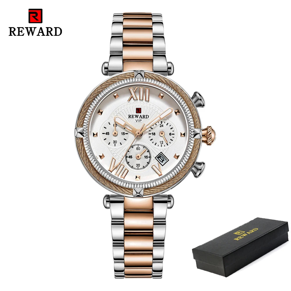 REWARD Women's Chronograph Watch — Luxury Fashion Stainless Steel Wristwatch — view 13 of watches