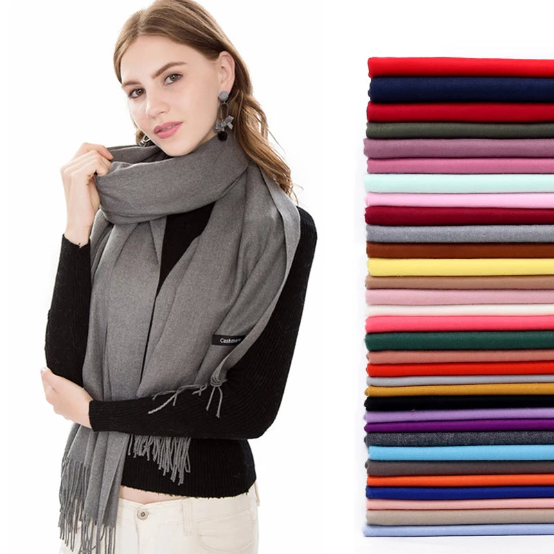 Pashmina Scarf Gray Collection — Soft Cashmere-Feel 24 Shades Travel Office Women's Wrap — view 1 of scarves & wraps
