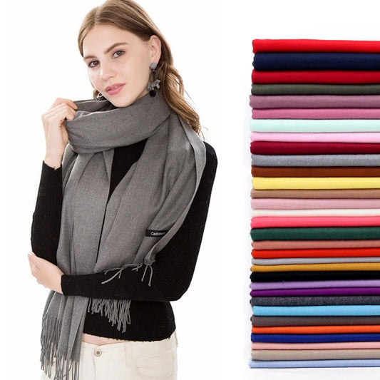 Pashmina Scarf Gray Collection — Soft Cashmere-Feel 24 Shades Travel Office Women's Wrap — view 1 of scarves & wraps
