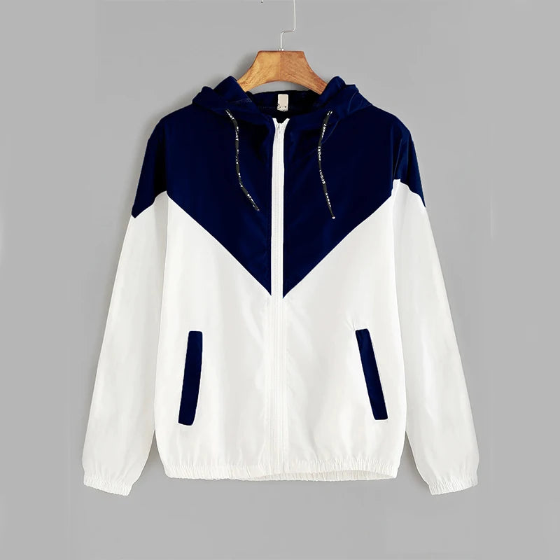 Women’s Outdoor Hooded Zip Jacket — Lightweight Patchwork Skin-Suit Coat — view 3 of sports & fitness