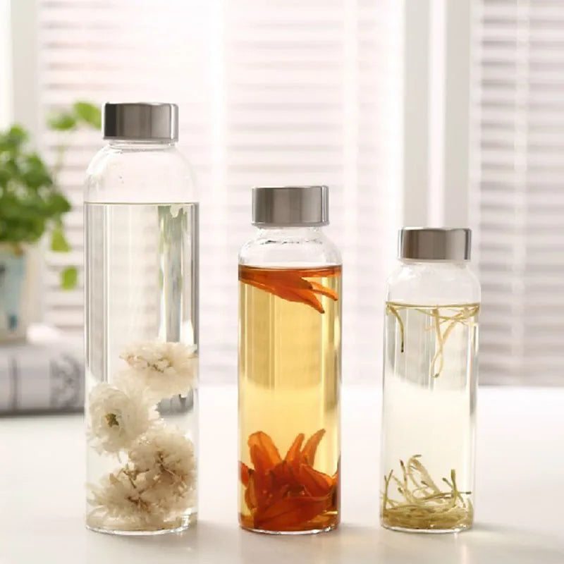 Glass Water Bottle with Stainless Steel Lid — Sport Bottle with Protective Sleeve — view 4 of drinkware