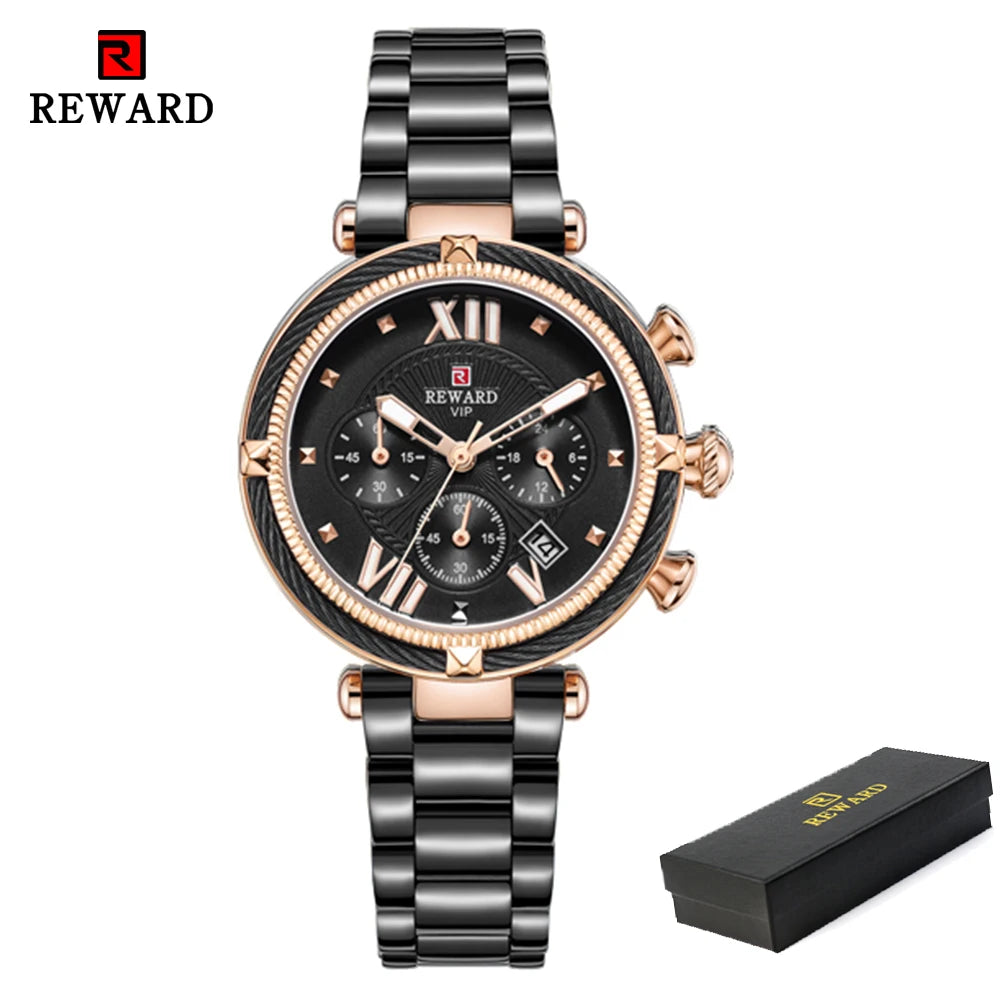 REWARD Women's Chronograph Watch — Luxury Fashion Stainless Steel Wristwatch — view 11 of watches