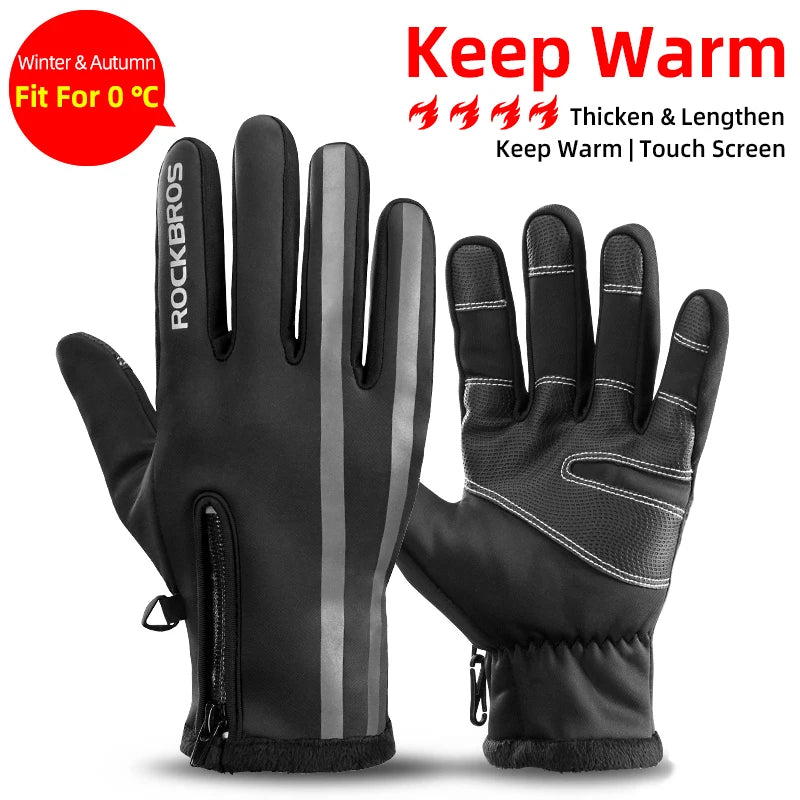 ROCKBROS Cycling Gloves Thermal Winter Full-Finger — Windproof Touchscreen SBR Shockproof Bike Gloves — view 12 of gloves