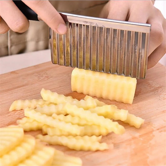 Potato Wavy-Edge Knife — Stainless Steel Crinkle Cutter for Vegetables & Fruit — view 1 of kitchen gadgets