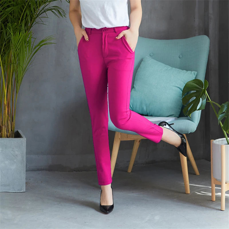 S-4xl Big Size Womens Formal Office Pencil Pants 2023 New Elegant Ladies OL Work