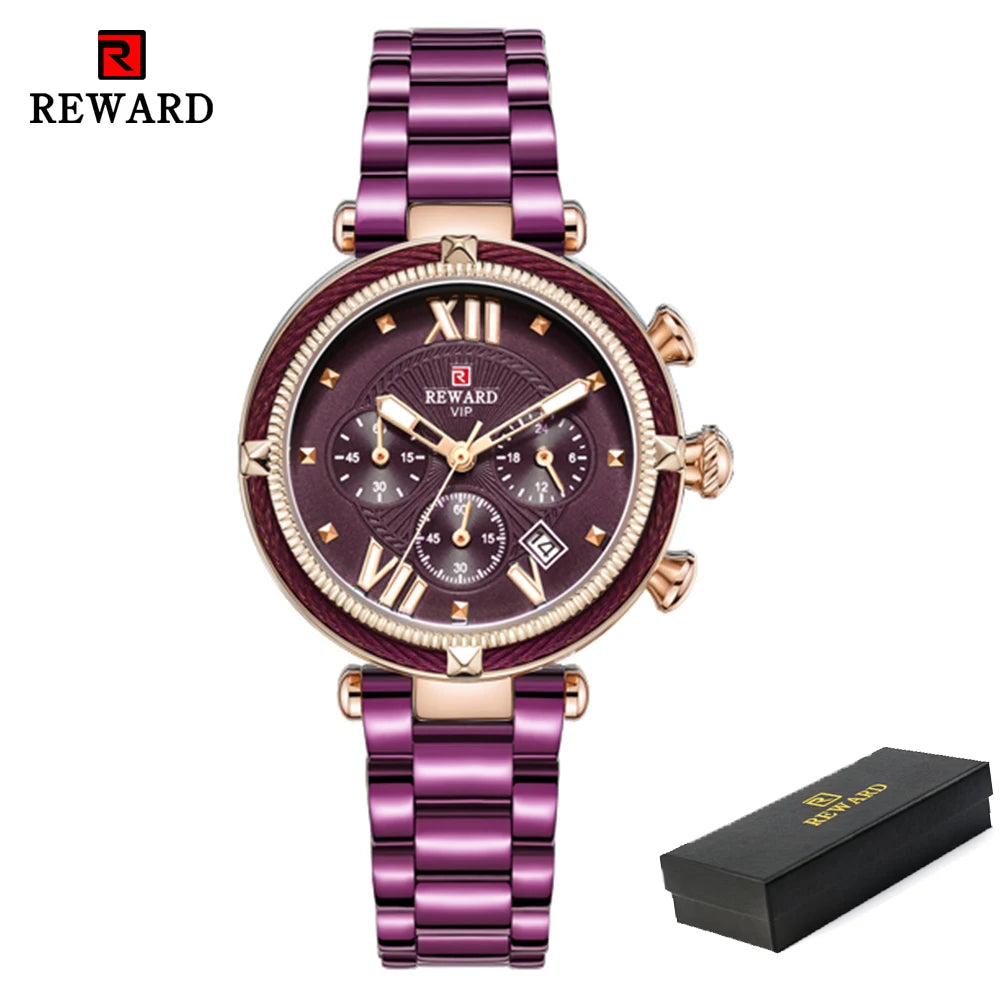 REWARD Women's Chronograph Watch — Luxury Fashion Stainless Steel Wristwatch — view 8 of watches