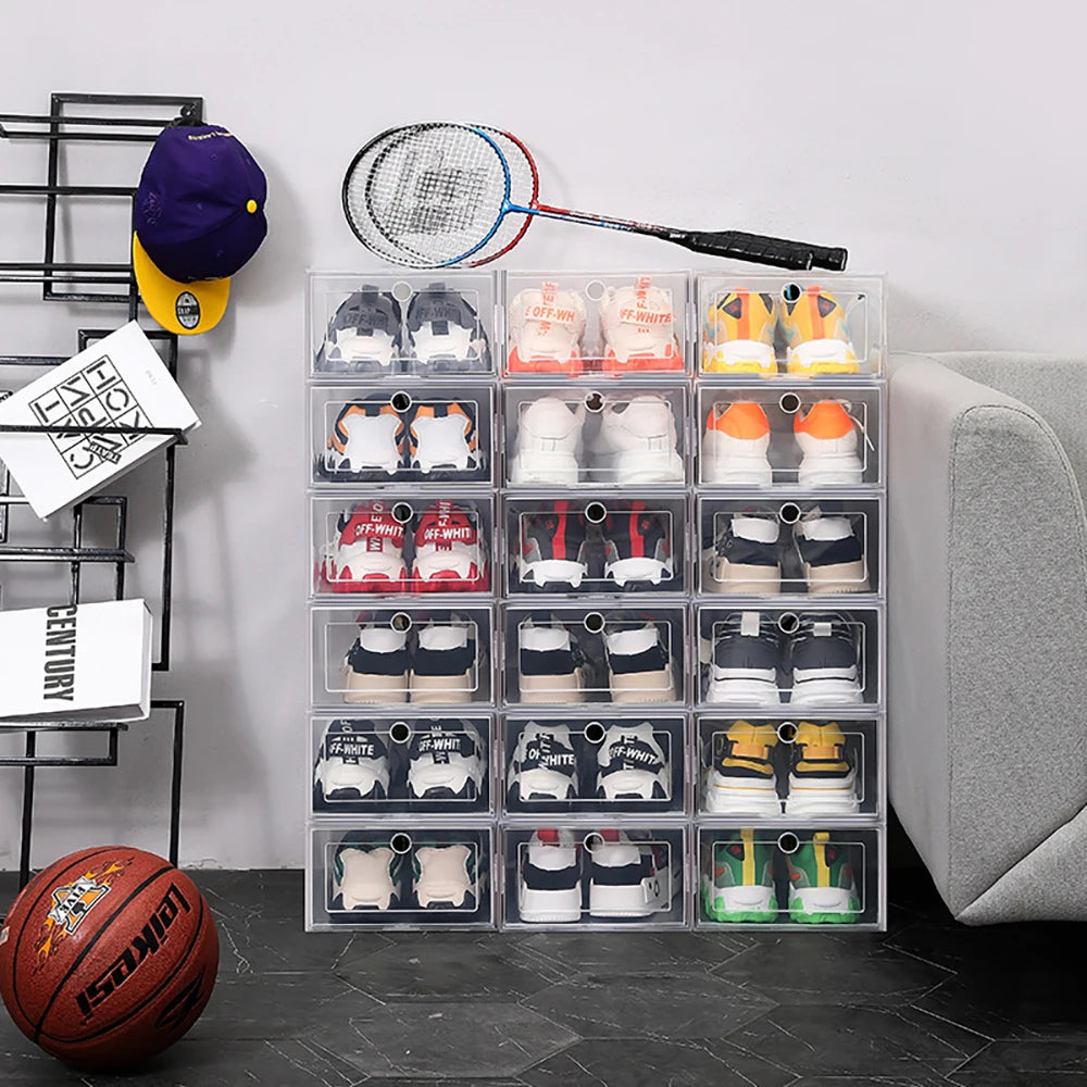 Transparent Shoe Storage Boxes — 6-Pack Foldable Stackable Organizers — view 6 of shoe accessories