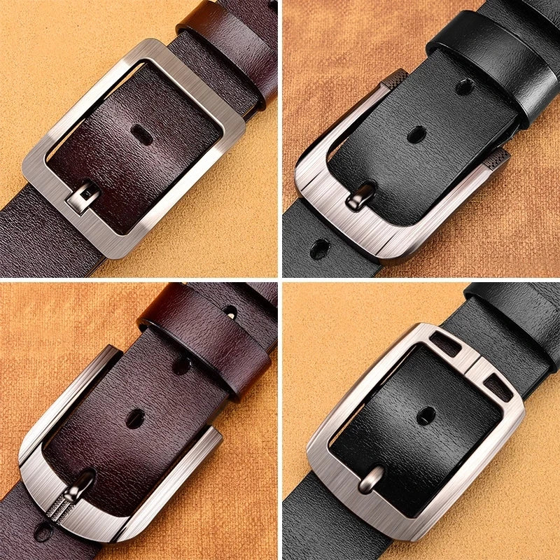 Men's Leather Buckle Belt — Designer Business Casual Denim Jean Belt — view 5 of accessories & jewelry