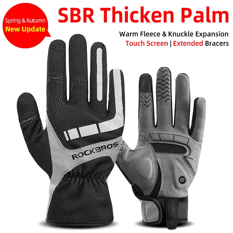 ROCKBROS Cycling Gloves Thermal Winter Full-Finger — Windproof Touchscreen SBR Shockproof Bike Gloves — view 13 of gloves