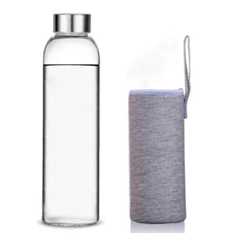 Glass Water Bottle with Stainless Steel Lid — Sport Bottle with Protective Sleeve — view 11 of drinkware