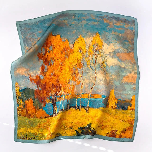 Silk Scarf Small Square 2026 Pashmina — 53×53cm Geometric Trending Palette Bandana Hair Scarf — view 20 of scarves & wraps