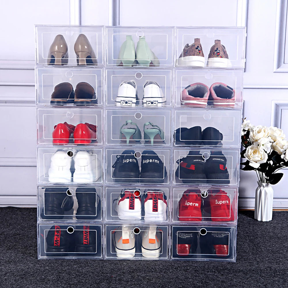 Transparent Shoe Storage Boxes — 6-Pack Foldable Stackable Organizers — view 2 of shoe accessories