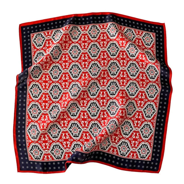 Silk Scarf Small Square 2026 Pashmina — 53×53cm Geometric Trending Palette Bandana Hair Scarf