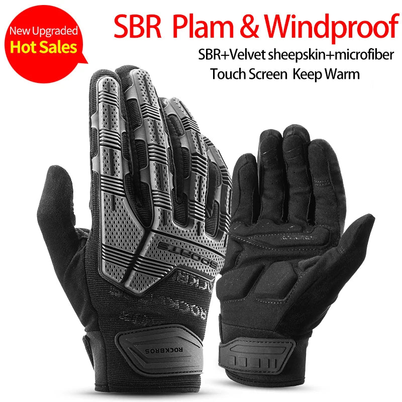 ROCKBROS Cycling Gloves Thermal Winter Full-Finger — Windproof Touchscreen SBR Shockproof Bike Gloves — view 8 of gloves