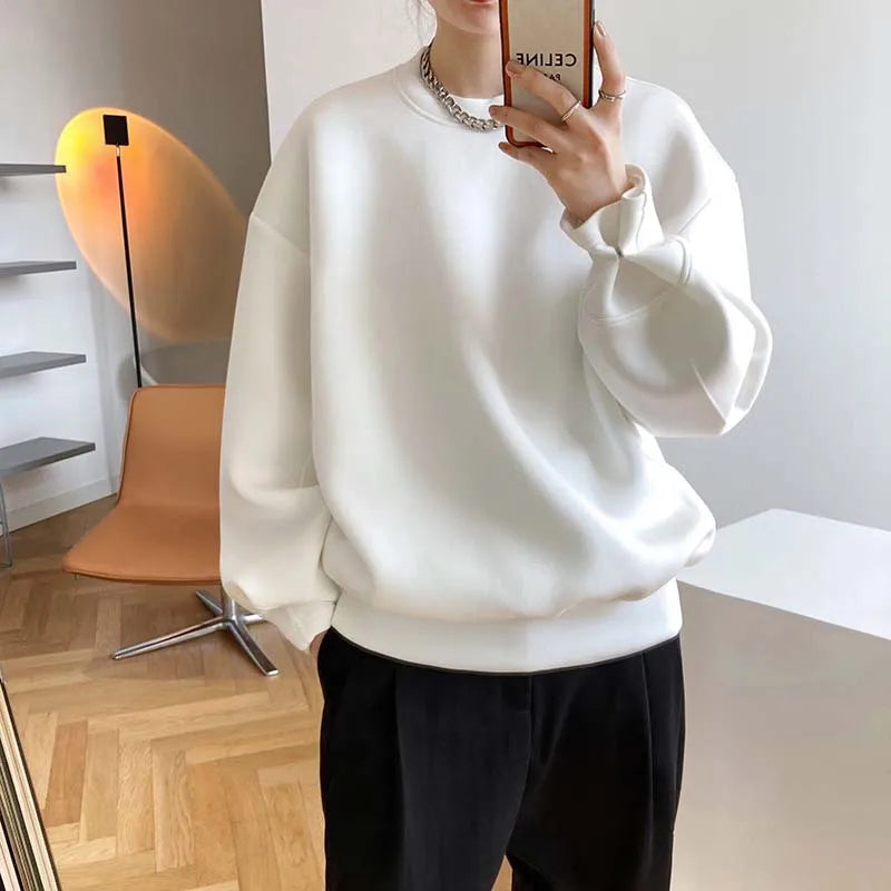 2022 Spring Long Sleeve Women Thick Hoodies O-Neck Pure Color Women Warm Oversize Style Women Blue Hoodies Women Tops