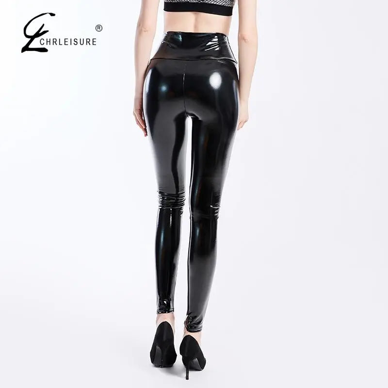 Black Pu Leather Pants Women High Waist Leather Leggings Trousers Women Thick Stretch Pantalon Mujer