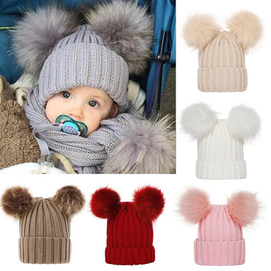 2025 Mother & Kids Bobble Hats – Pom Pom Beanies for Infants & Toddlers (0-3Y)