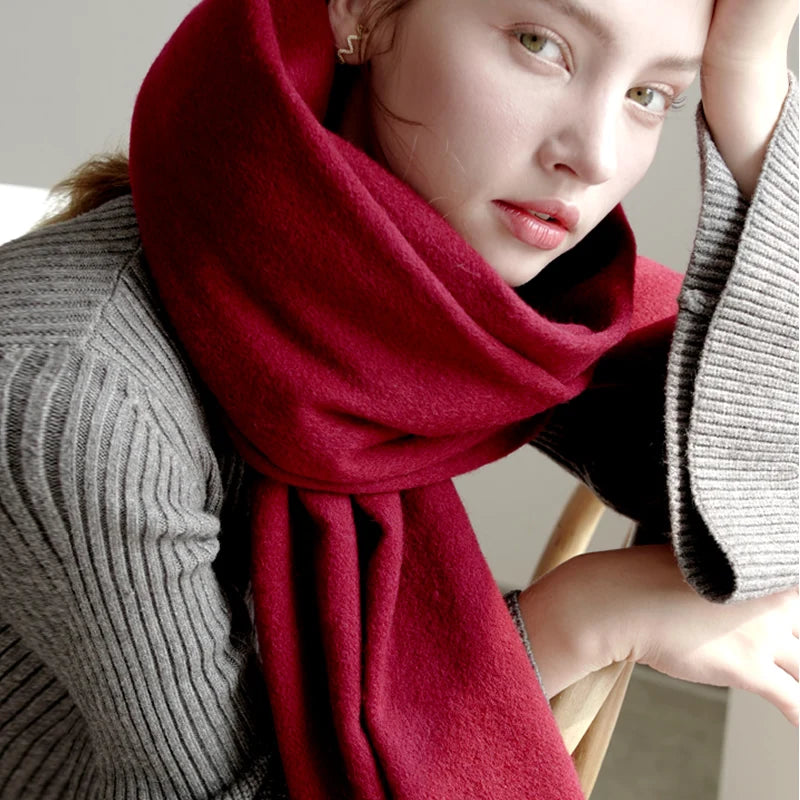 Cashmere Scarf Capsule-Color — Luxury Brand Solid Red Women's Holiday Gift Pashmina Wrap — view 11 of scarves & wraps