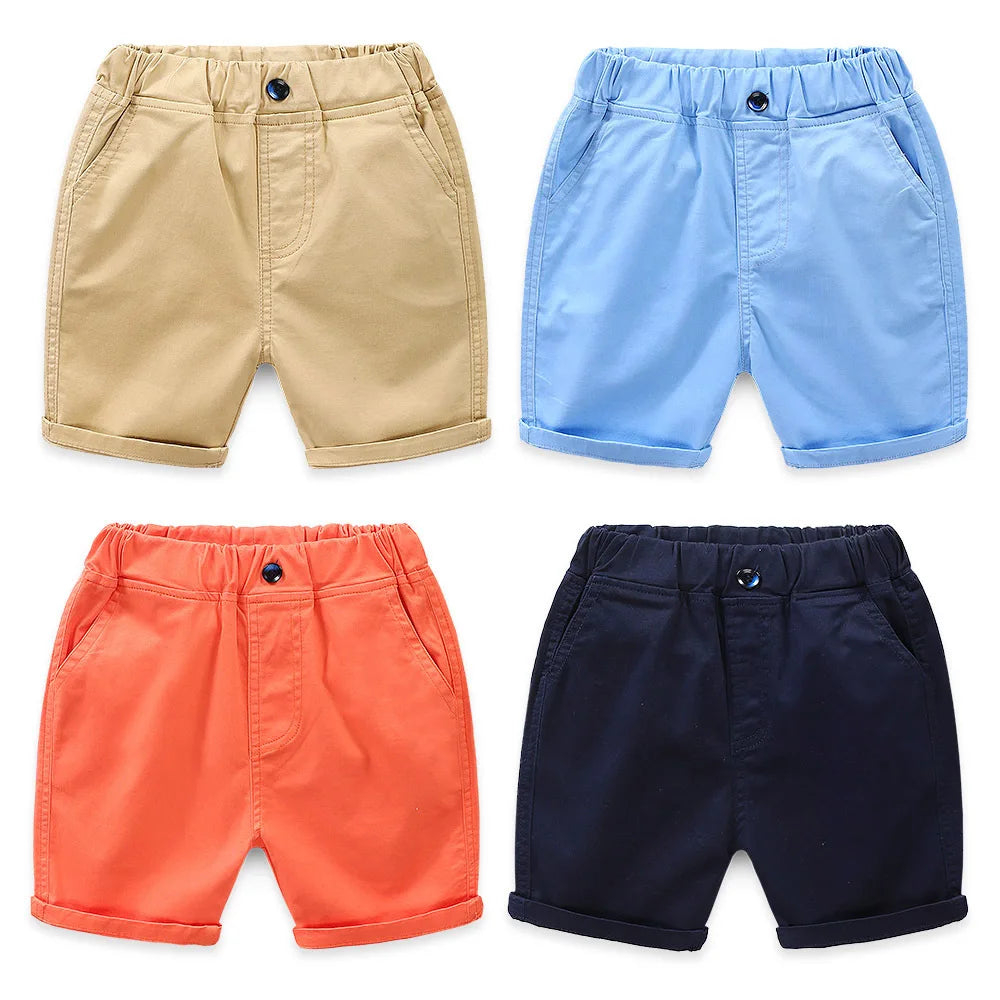 DE PEACH New Kids Boys Casual Shorts Summer Solid Color Cotton Baby Girls Loose