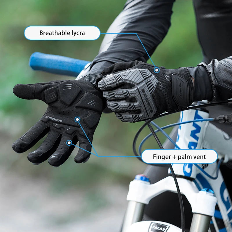 ROCKBROS Cycling Gloves Thermal Winter Full-Finger — Windproof Touchscreen SBR Shockproof Bike Gloves — view 4 of gloves