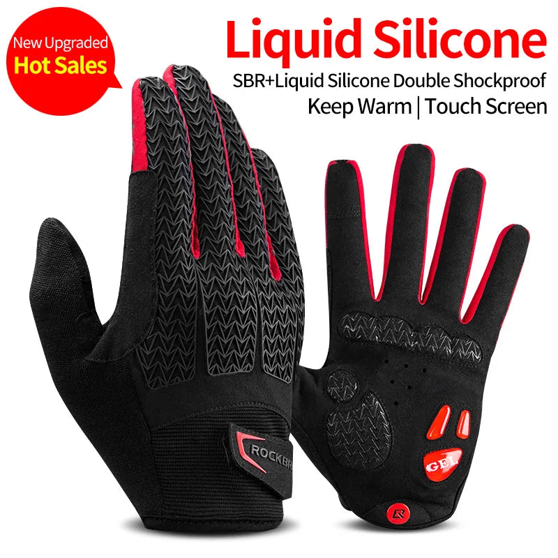 ROCKBROS Cycling Gloves Thermal Winter Full-Finger — Windproof Touchscreen SBR Shockproof Bike Gloves — view 15 of gloves