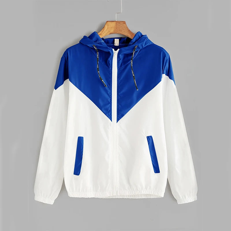 Women’s Outdoor Hooded Zip Jacket — Lightweight Patchwork Skin-Suit Coat — view 4 of sports & fitness