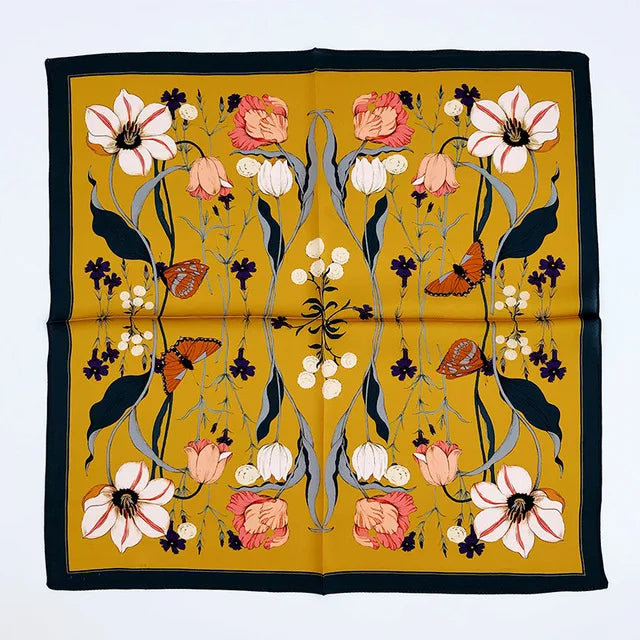Silk Scarf Small Square 2026 Pashmina — 53×53cm Geometric Trending Palette Bandana Hair Scarf — view 9 of scarves & wraps