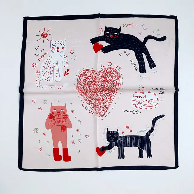 Silk Scarf Small Square 2026 Pashmina — 53×53cm Geometric Trending Palette Bandana Hair Scarf