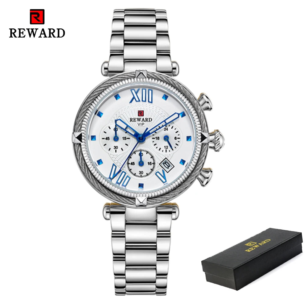REWARD Women's Chronograph Watch — Luxury Fashion Stainless Steel Wristwatch — view 9 of watches