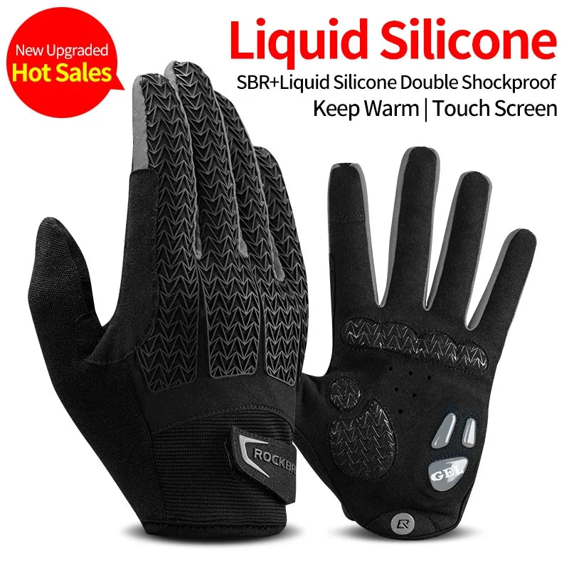 ROCKBROS Cycling Gloves Thermal Winter Full-Finger — Windproof Touchscreen SBR Shockproof Bike Gloves — view 10 of gloves