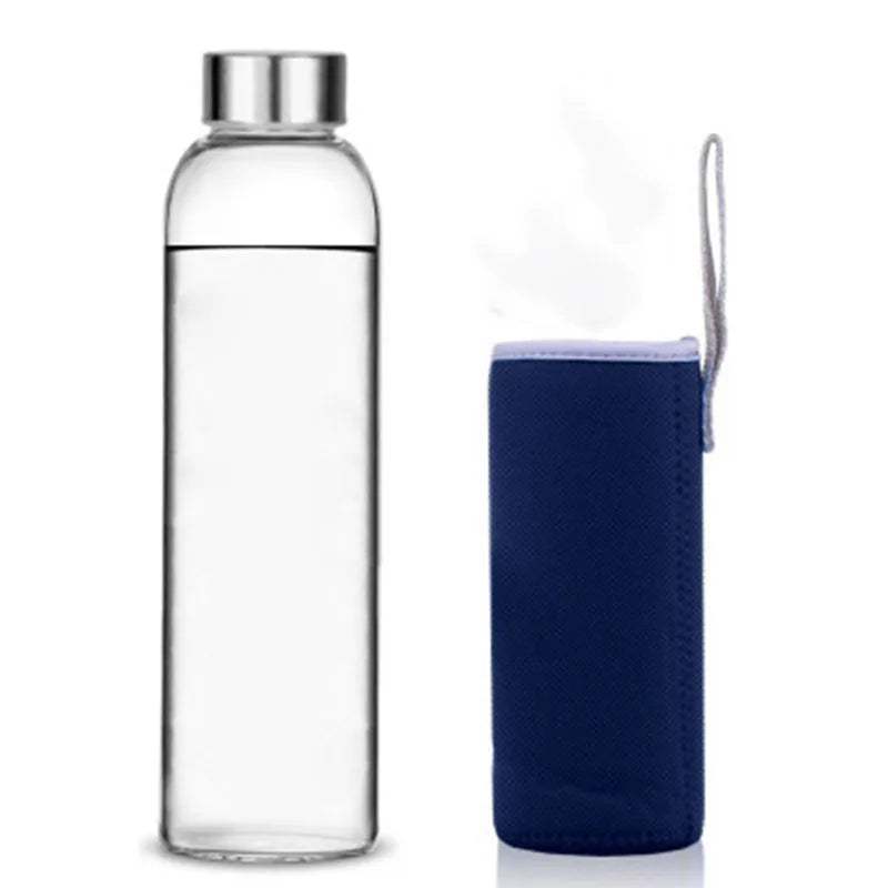 Glass Water Bottle with Stainless Steel Lid — Sport Bottle with Protective Sleeve — view 8 of drinkware