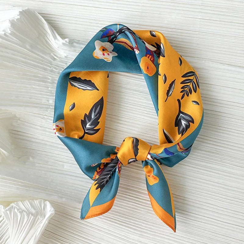 Silk Scarf Small Square 2026 Pashmina — 53×53cm Geometric Trending Palette Bandana Hair Scarf