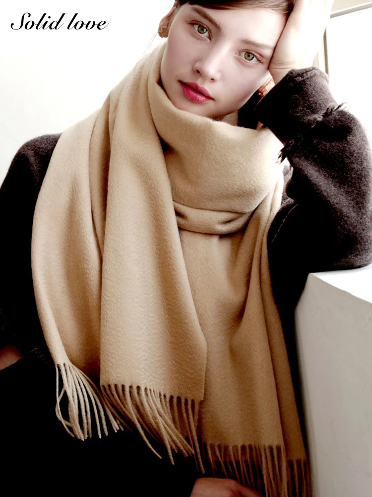 Cashmere Scarf Capsule-Color — Luxury Brand Solid Red Women's Holiday Gift Pashmina Wrap — view 2 of scarves & wraps