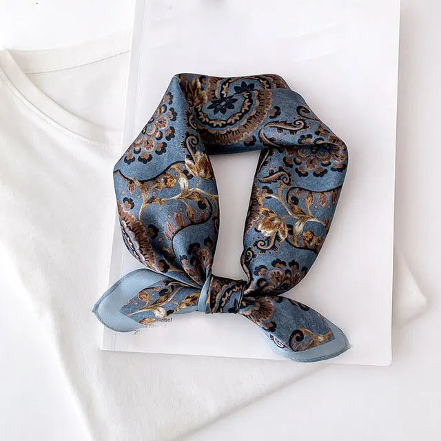 Silk Scarf Small Square 2026 Pashmina — 53×53cm Geometric Trending Palette Bandana Hair Scarf