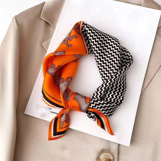 Silk Scarf Small Square 2026 Pashmina — 53×53cm Geometric Trending Palette Bandana Hair Scarf — view 8 of scarves & wraps