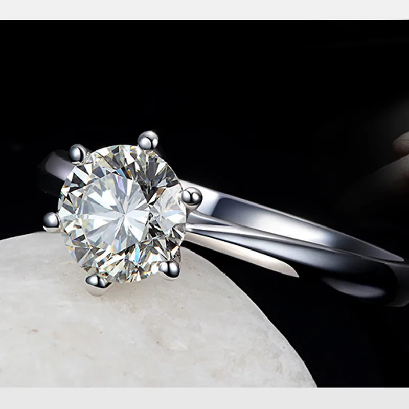 Unisex S925 Sterling Silver Wedding Rings — Austrian Crystal Fine Jewelry Gift Set — view 3 of jewelry